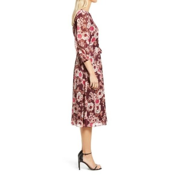 ANNE KLEIN Floral Metallic Stripe Fit & Flare Dress - Small NWT - Picture 6 of 6